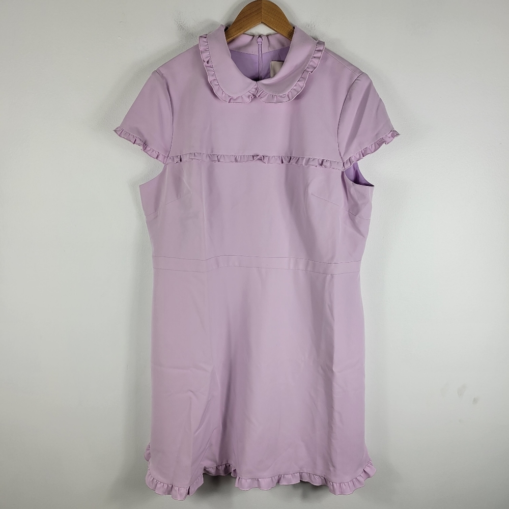 New Gal Meets Glam Emma Ruffle Peter Pan Collar Short Sleeve Sheath Dress Lilac - Picture 3 of 12